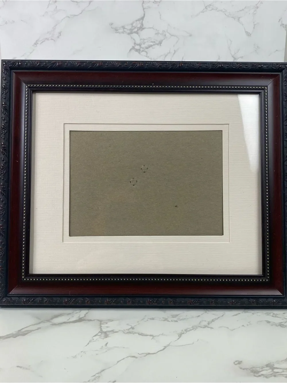 Classic Vintage Wood and Ornate Black Picture Frame with Cream Mat